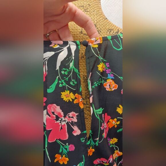 A New Day Short Sleeve Ruched Floral Print Maxi Dress Sz XL Black Multicolor - Picture 4 of 10